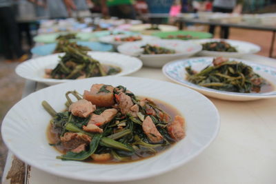 Close-up of meal served in plate