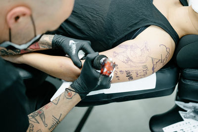 Midsection of man working