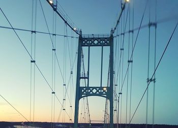 Low angle view of suspension bridge
