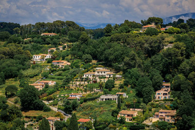 High angle view of townscape against sky