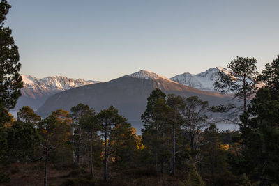 Scenic view of mountains against clear sky