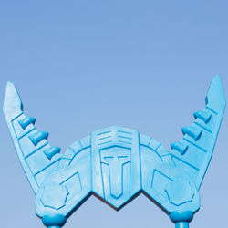 Close-up of cables against blue background