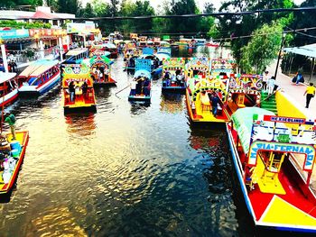 Group of people on boat in river