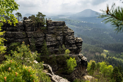 Scenic view of rocky mountains against sky