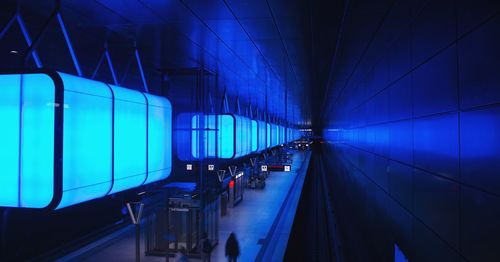 Illuminated subway station