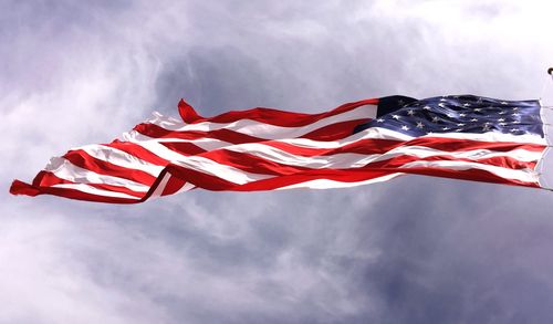 Low angle view of american flag