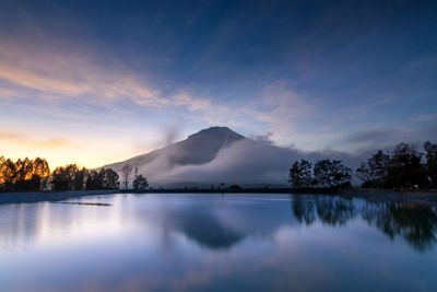 Beautiful sunrise at embung kledung, temanggung