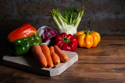 Fruits and vegetables on table