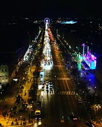 Traffic on road in city at night