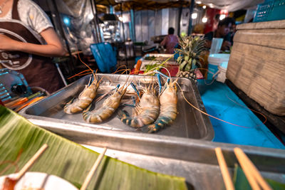 Fish for sale at market stall