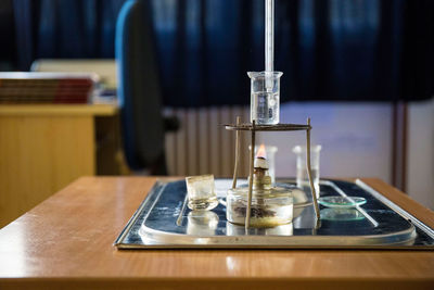 Chemical heating on flame in laboratory