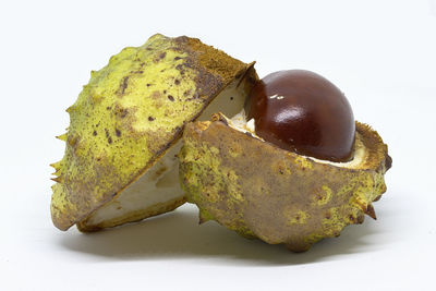 Close-up of fruit against white background