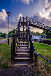 Staircase in park against sky