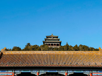 Exterior of building against clear blue sky