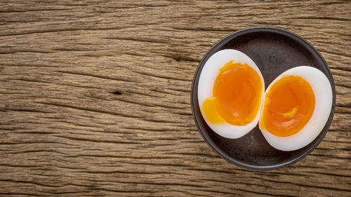 High angle view of breakfast on table