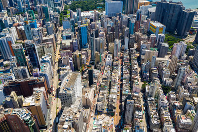 Aerial view of modern buildings in city