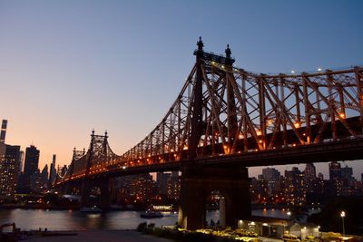 View of suspension bridge in city