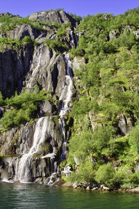 Scenic view of waterfall