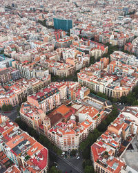 High angle view of street amidst buildings in city