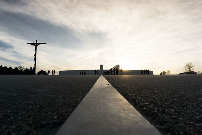 Surface level of road against sky