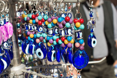 Close-up of multi colored for sale at market stall