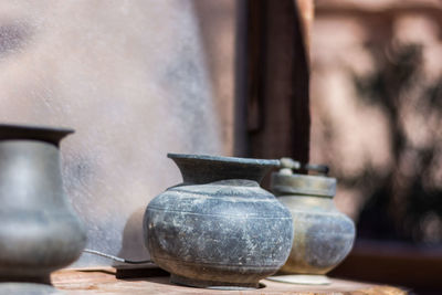 Close-up of pottery outdoors