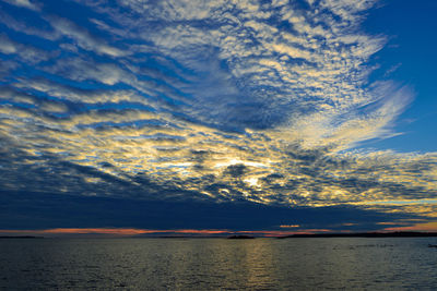 Scenic view of sea against dramatic sky