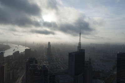 Aerial view of buildings in city