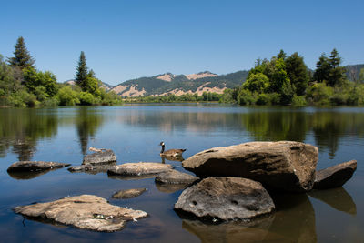 Scenic view of lake against sky