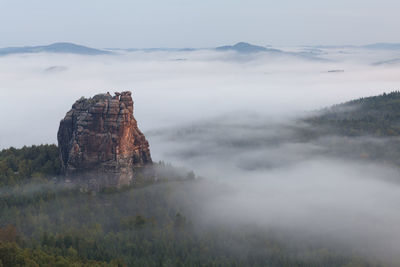Rock formations on landscape against sky