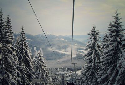 Scenic view of snow covered mountains against sky