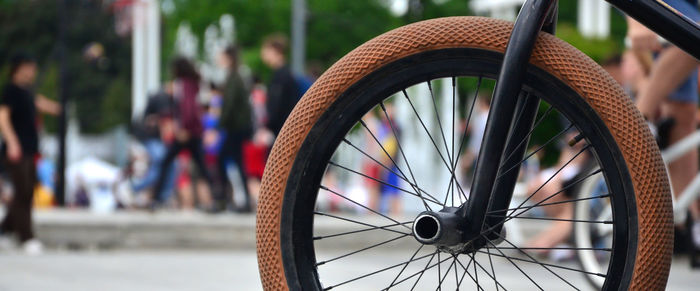 Close-up of bicycle wheel