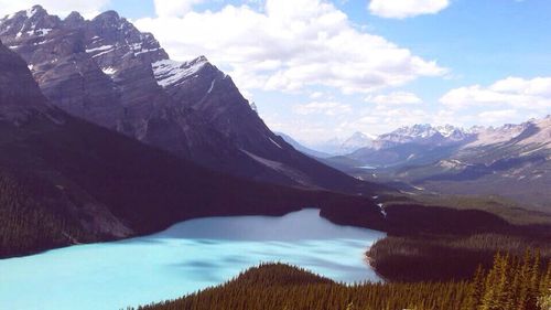 Scenic view of lake and mountains