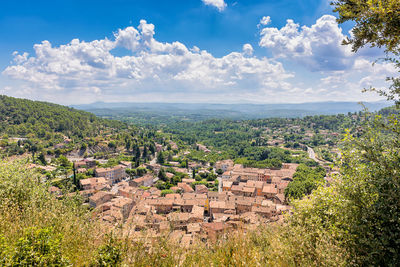 High angle view of townscape against sky in south of france
