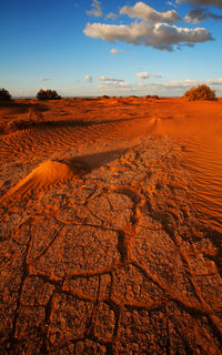 Scenic view of desert against sky during sunset