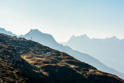 Scenic view of mountains against clear sky