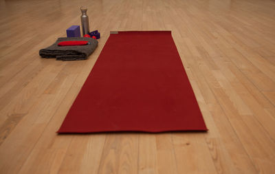 Close-up of yoga mat on floor