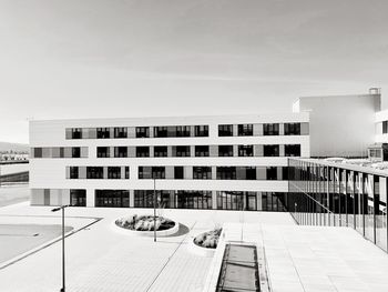 High angle view of modern building against sky