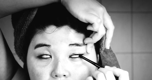 Close-up of cropped woman