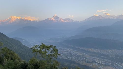 Scenic view of mountains against sky