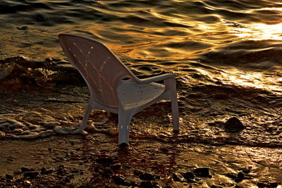 High angle view of mud on beach