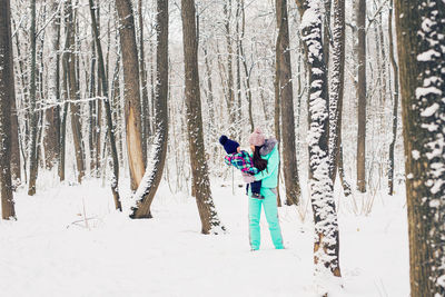 Panoramic shot of person standing on snow covered land