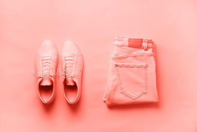 High angle view of shoes on table