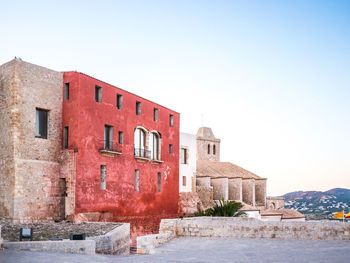 View of old building against clear sky