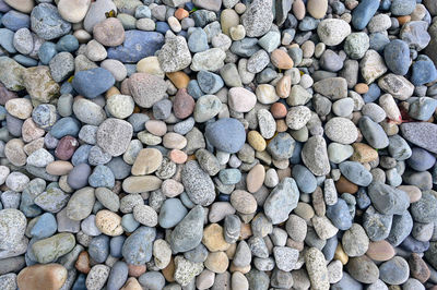 Full frame shot of pebbles on beach