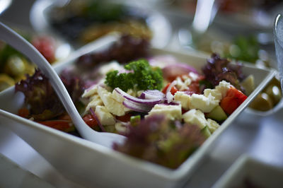 Close-up of chopped vegetables in bowl