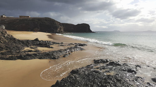 Scenic view of beach against sky