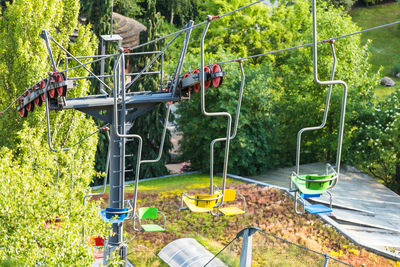 Chairs and tables in park