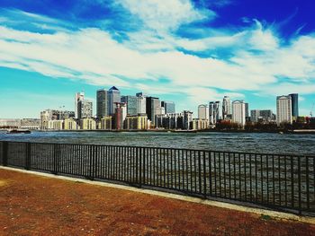 View of city against cloudy sky