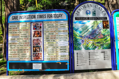 Close-up of information sign